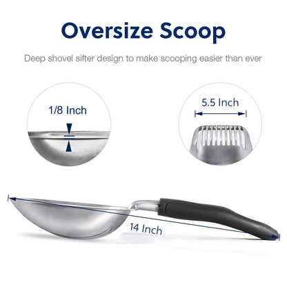 WePet Metal Cat Litter Scoop with Deep Sifter and Long Handle