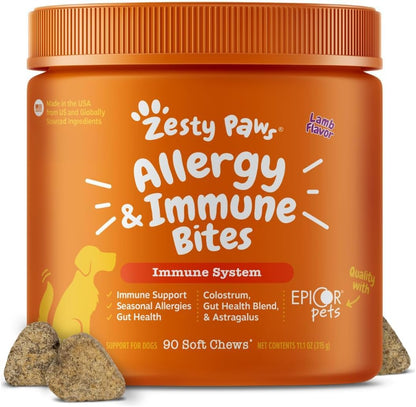 Zesty Paws Peanut Butter Allergy Support Chews for Dogs, 90 Count
