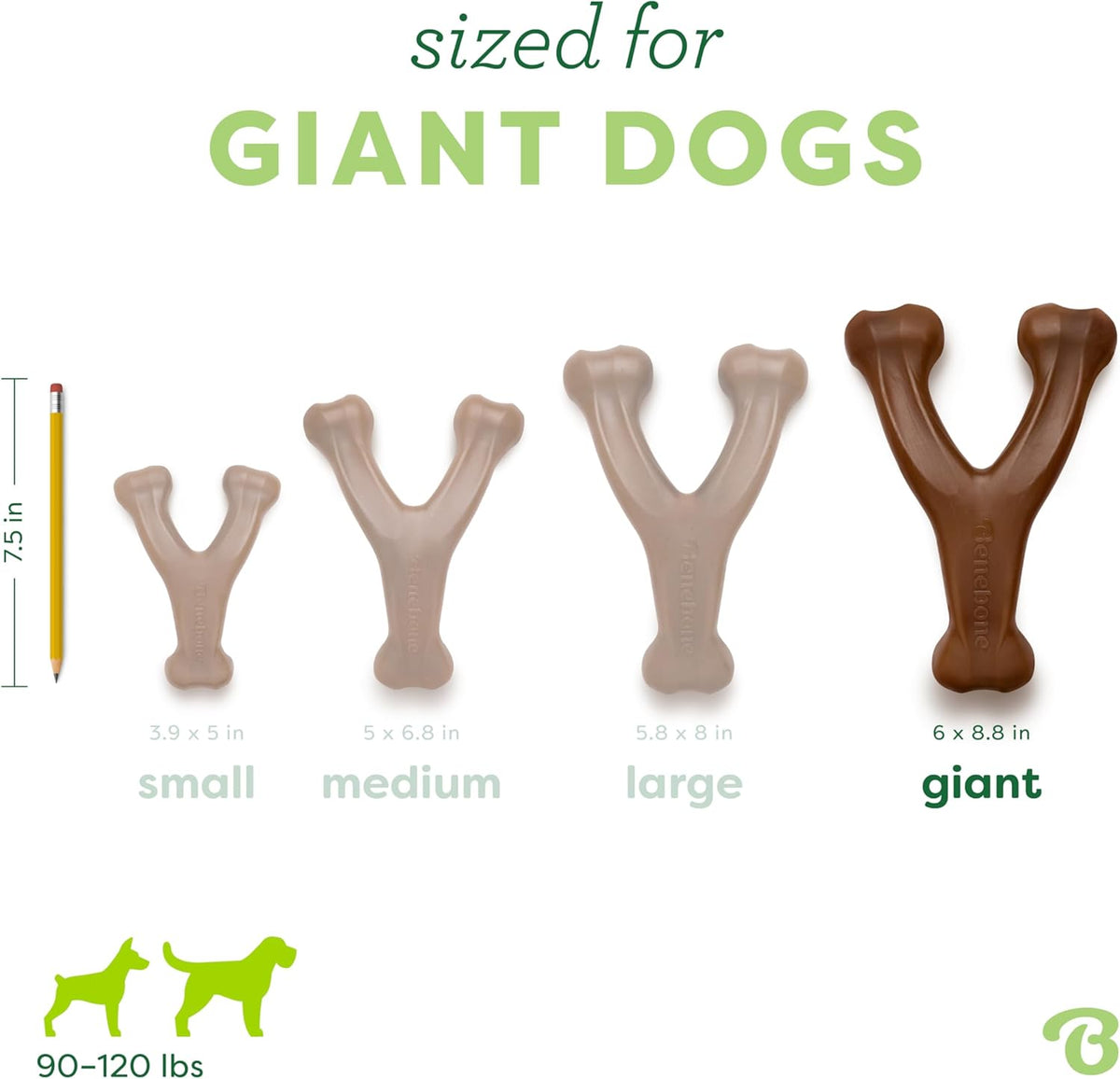 Benebone Wishbone dog chew - curved wishbone shape for an easy paw grip