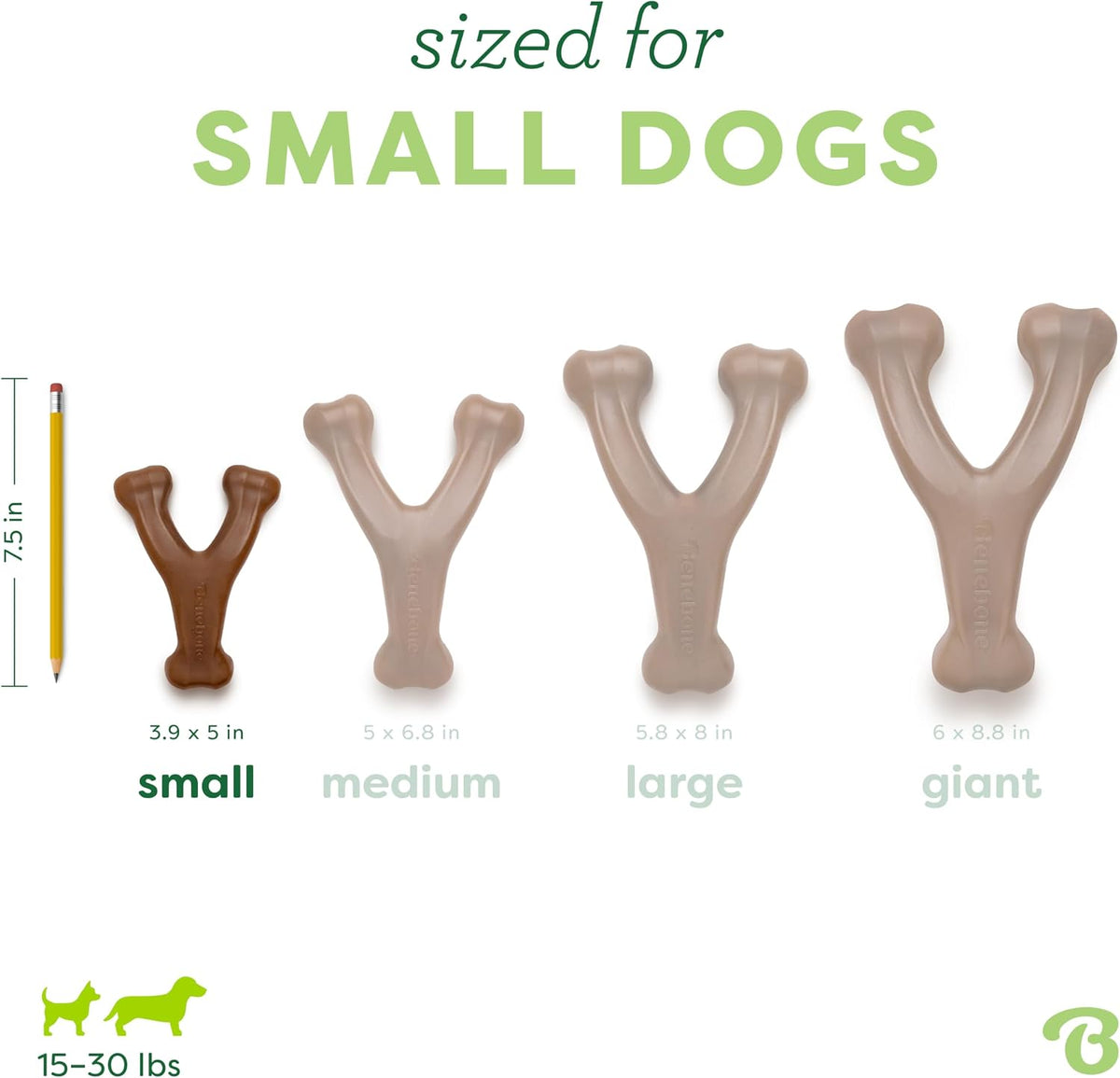 Benebone Wishbone dog chew - curved wishbone shape for an easy paw grip