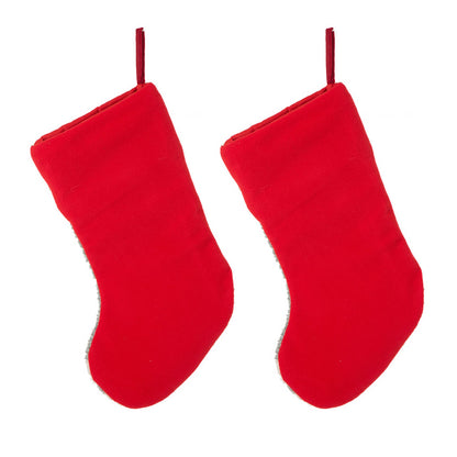 Glitzhome LED Christmas Stockings – 21" Embroidered Linen Stockings, 2-Pack