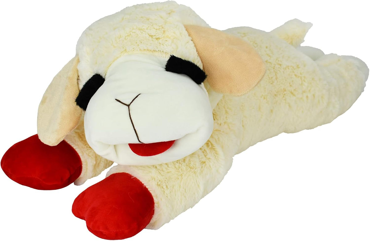 Multipet Holiday Lamb Chop – 10.5" Plush Squeaky Dog Toy with Reindeer Antlers