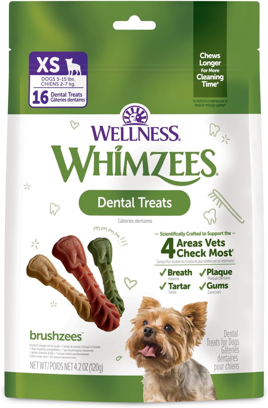 Whimzees Brushzees dental dog chews small 24 count