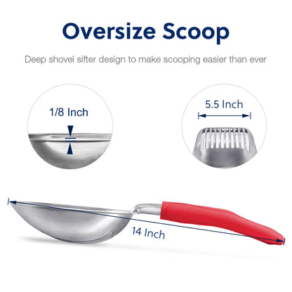 WePet Metal Cat Litter Scoop with Deep Sifter and Long Handle