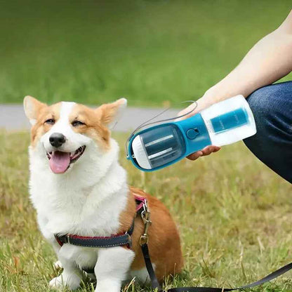 3‑in‑1 Dog Water Food Cup Portable Pet Bottle with Waste Bag Holder Travel