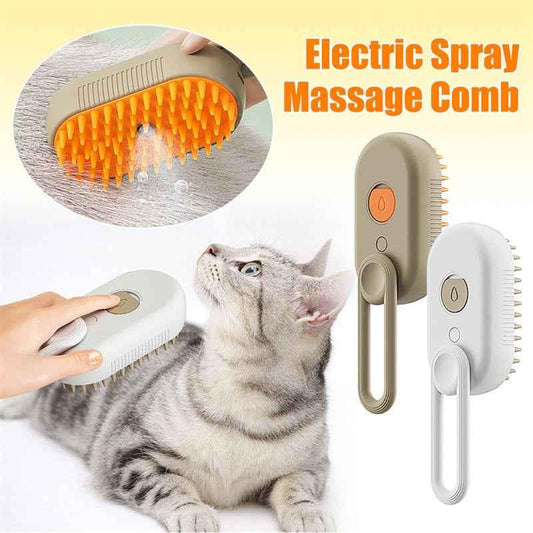 3‑in‑1 Cat Steam Brush Electric Pet Grooming Comb Hair Removal Massage Tool