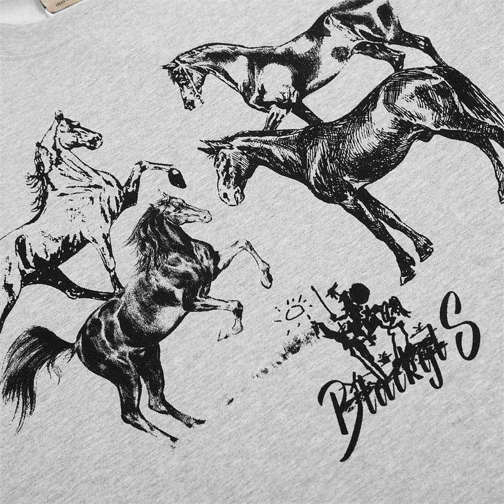 Animal horse print casual long sleeved shirt
