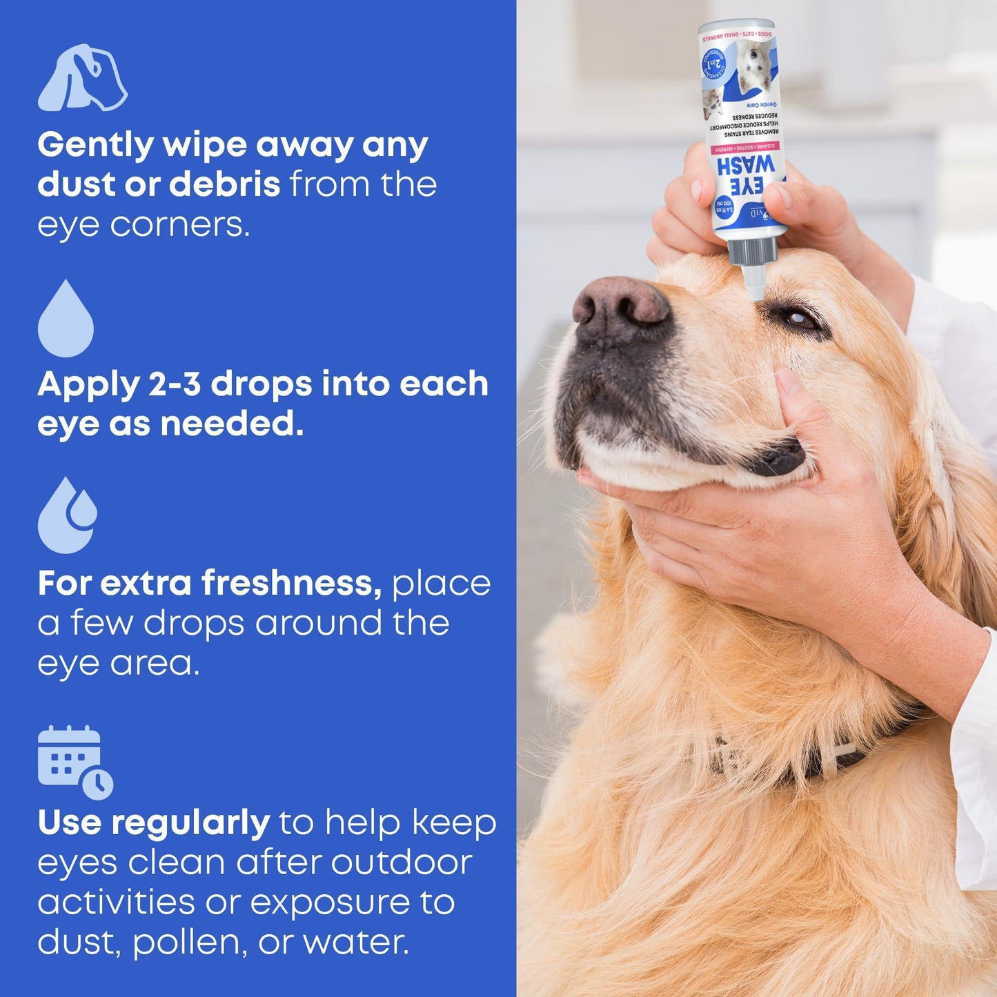 Cat & Dog Eye Wash Drops & Tear Stain Remover Cleaner  Eye Infection Treatment Helps Prevent Pink Eye Relief Allergies Symptoms Runny Dry Eyes   Safe for Small Animals (Eye Drops)