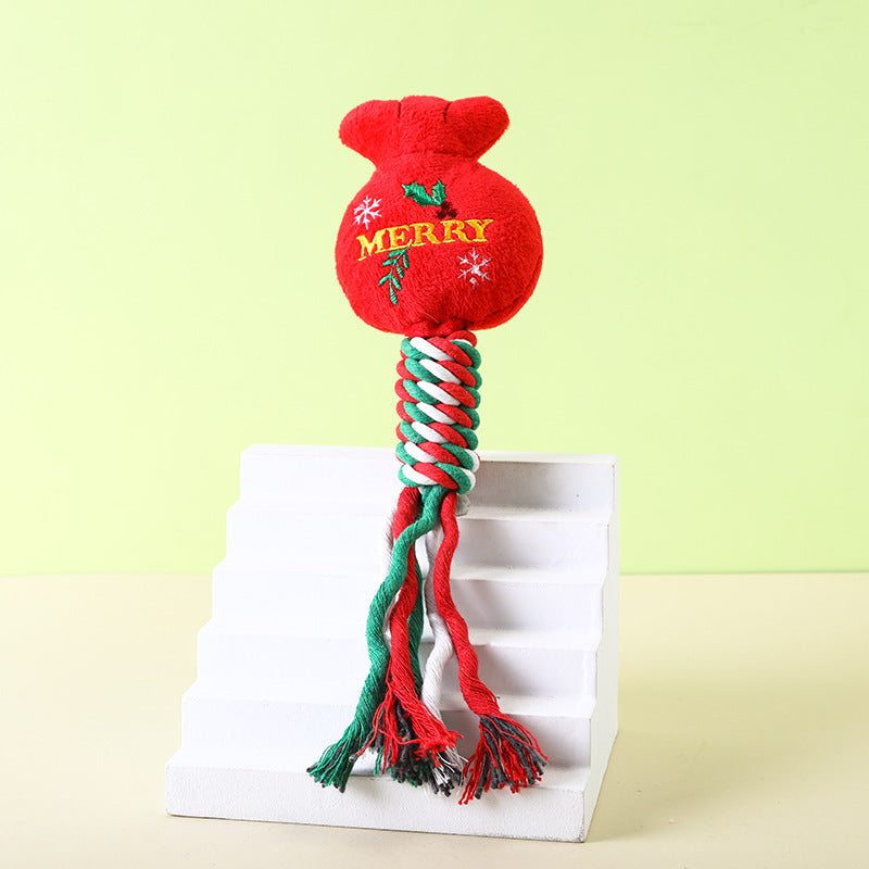 Christmas Plush Rope Dog Toy – Festive Chew Toy in 6 Holiday Designs