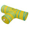 Blue and yellow stripe T shape