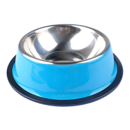Stainless Steel Color Spray Paint Pet Dog Bowls Puppy Cats Food Drink Water Feeder Pets Supplies Non slip Feeding Dishes