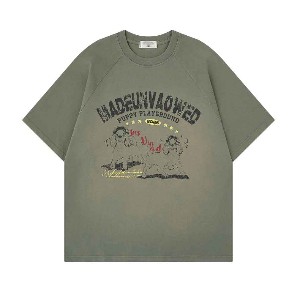 Animal Dog Printed Short sleeved T-shirt