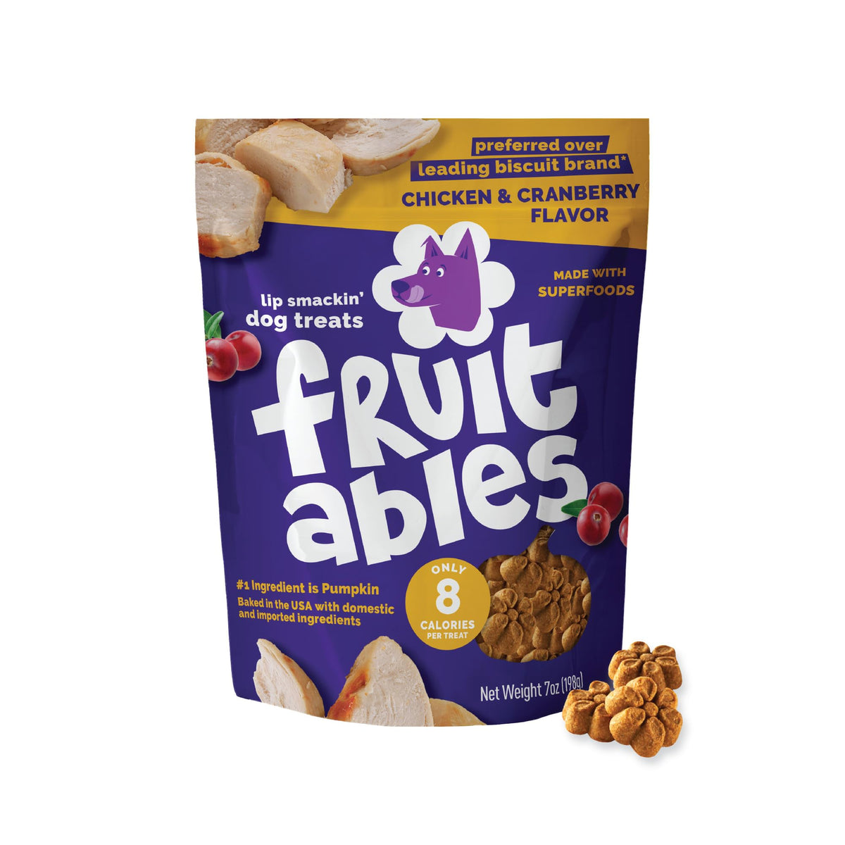 Fruitables Pumpkin & Blueberry Low-Calorie Baked Dog Treats, 12 oz