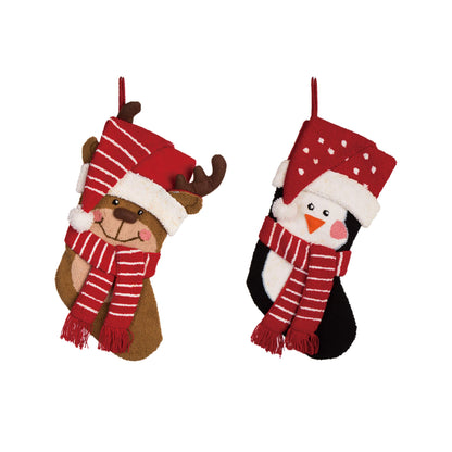 Glitzhome LED Christmas Stockings – 21" Embroidered Linen Stockings, 2-Pack