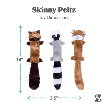 Dog playing with a ZippyPaws Skinny Peltz no-stuffing plush toy