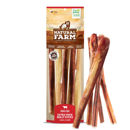 Natural Farm Odor-Free Bully Sticks for Dogs – 6 Inch, 25 Count