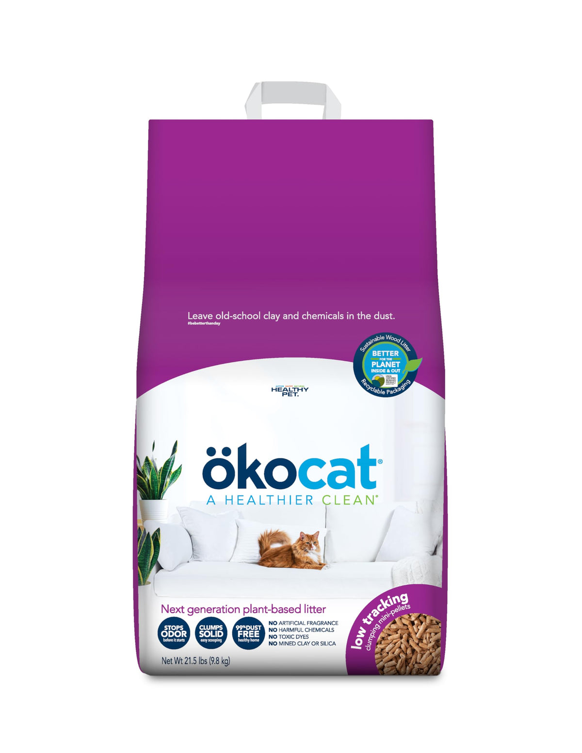 ökocat Low-Tracking Natural Wood Clumping Cat Litter, 14 lb