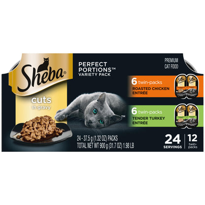 Sheba Perfect Portions Cuts in Gravy Wet Cat Food Multipack, 24 Trays