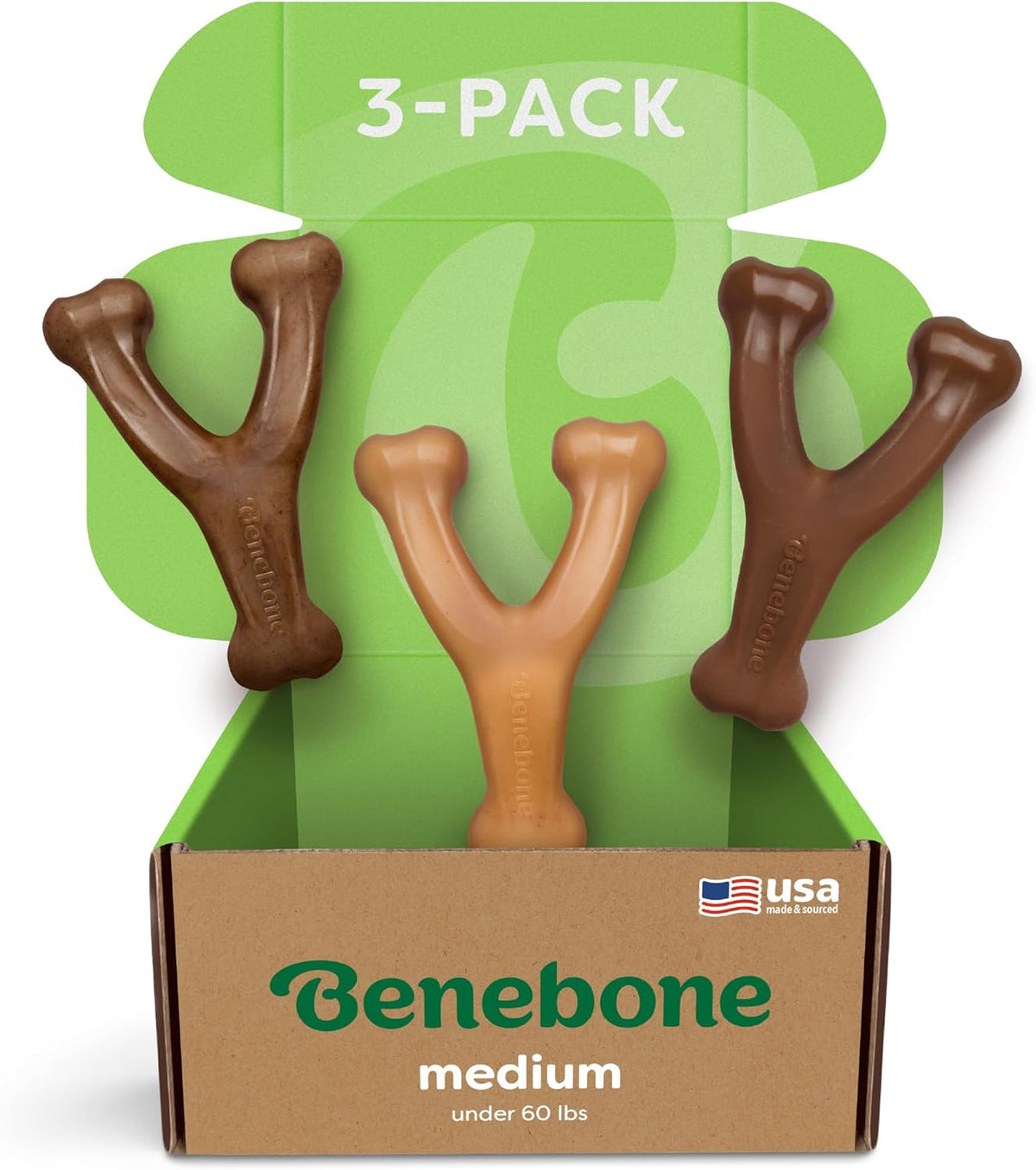 Benebone Wishbone dog chew - curved wishbone shape for an easy paw grip