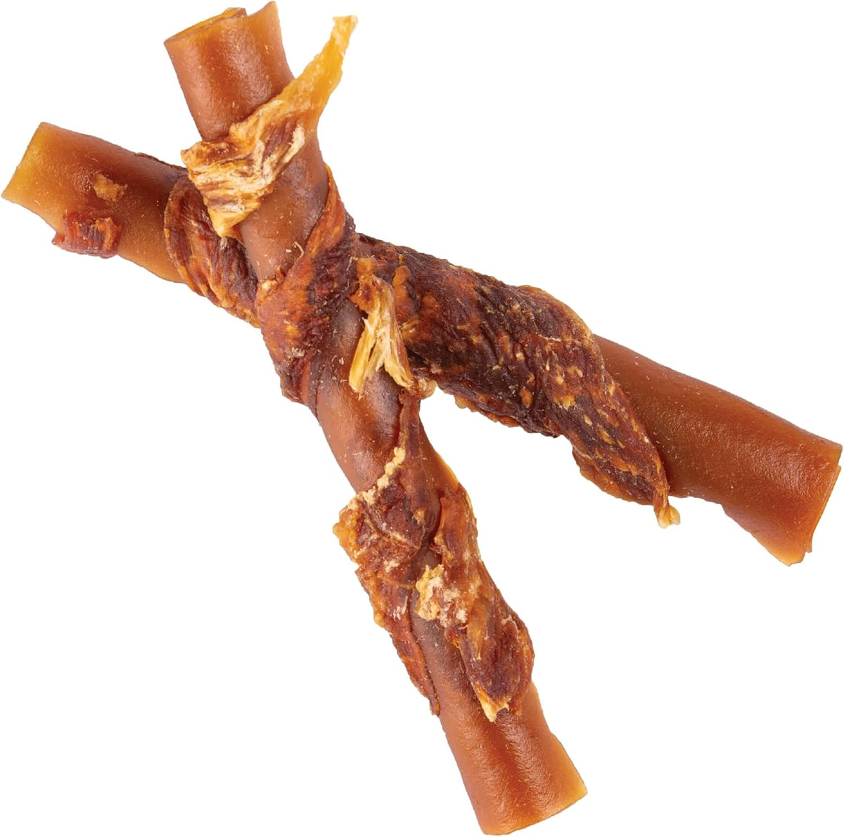 Dog chewing a SmartBones chicken wrapped stick