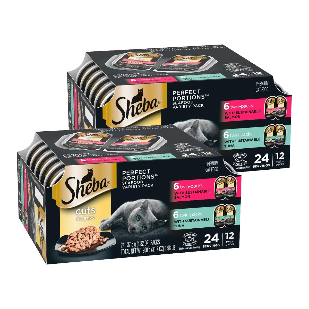 Sheba Perfect Portions Cuts in Gravy Wet Cat Food Multipack, 24 Trays