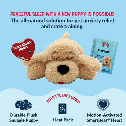 Snuggle Puppy Heartbeat Toy – Calming Comfort Plush for Medium Dogs, Cream