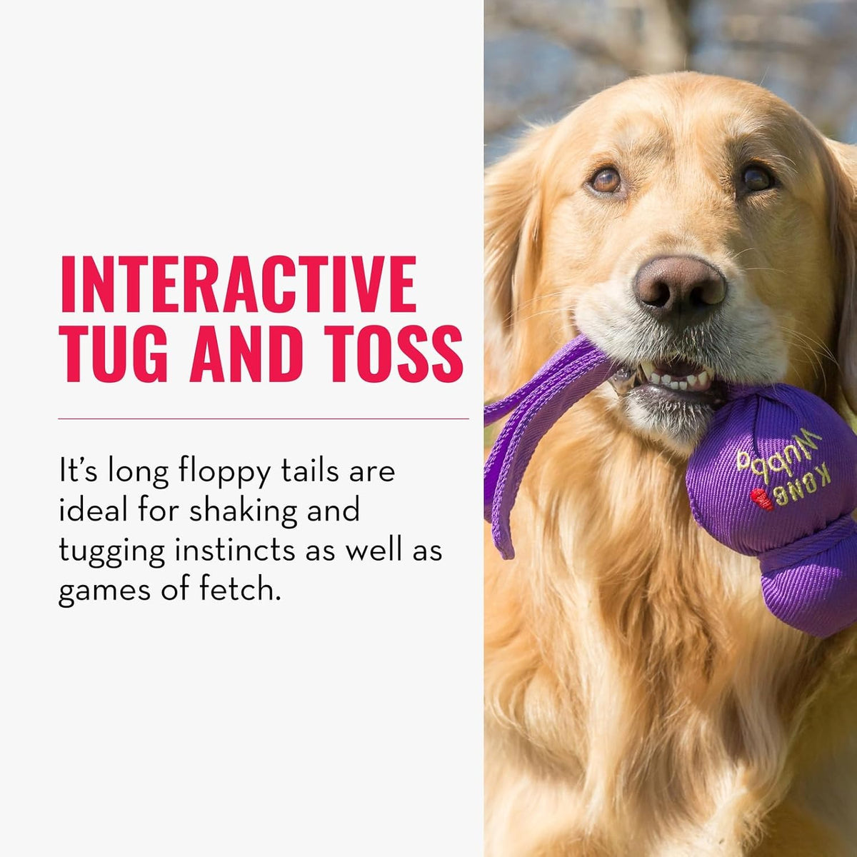 Dog playing tug of war with a KONG Wubba toy