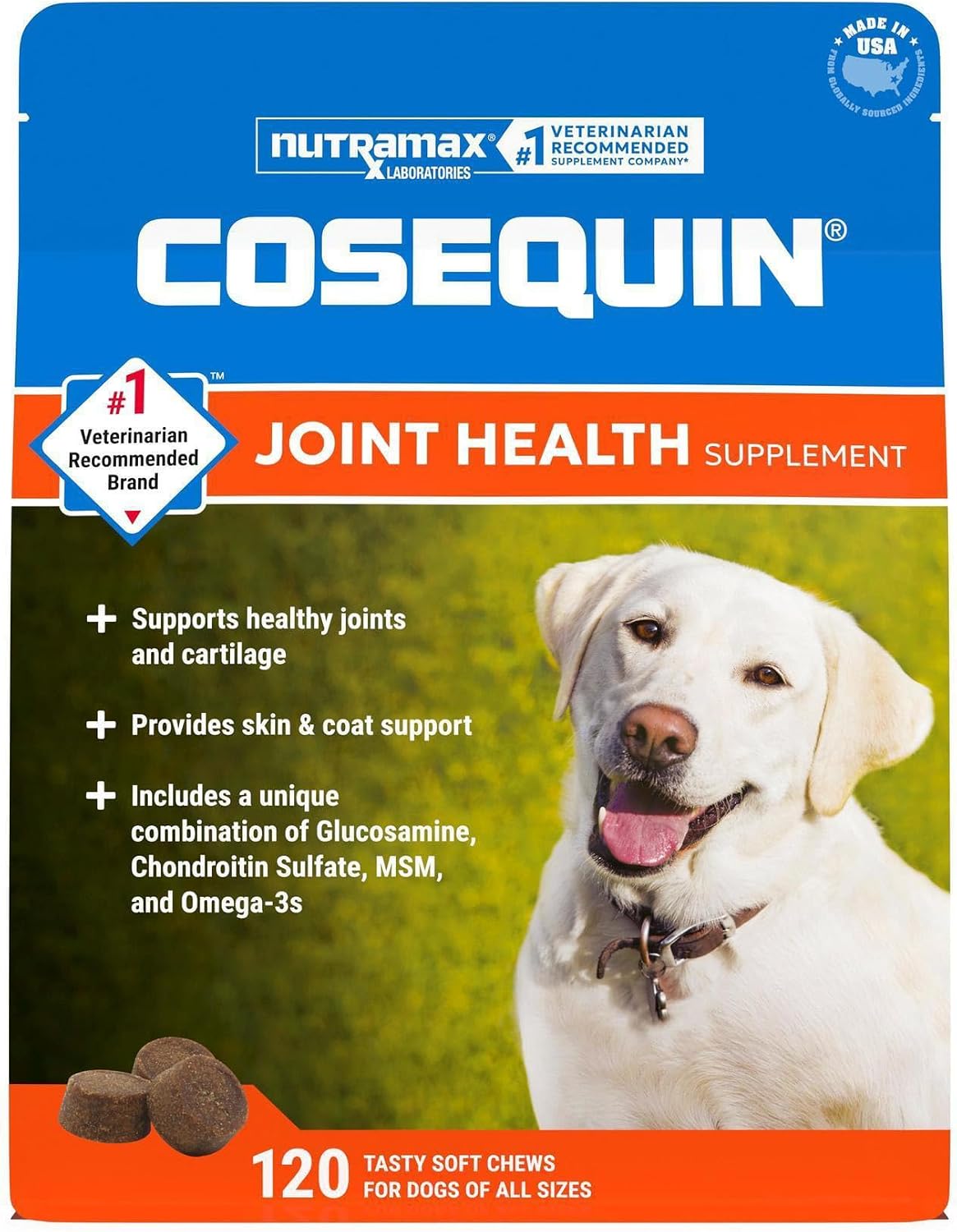 Nutramax Cosequin Soft Chew Supplement for Dogs, 120 Count