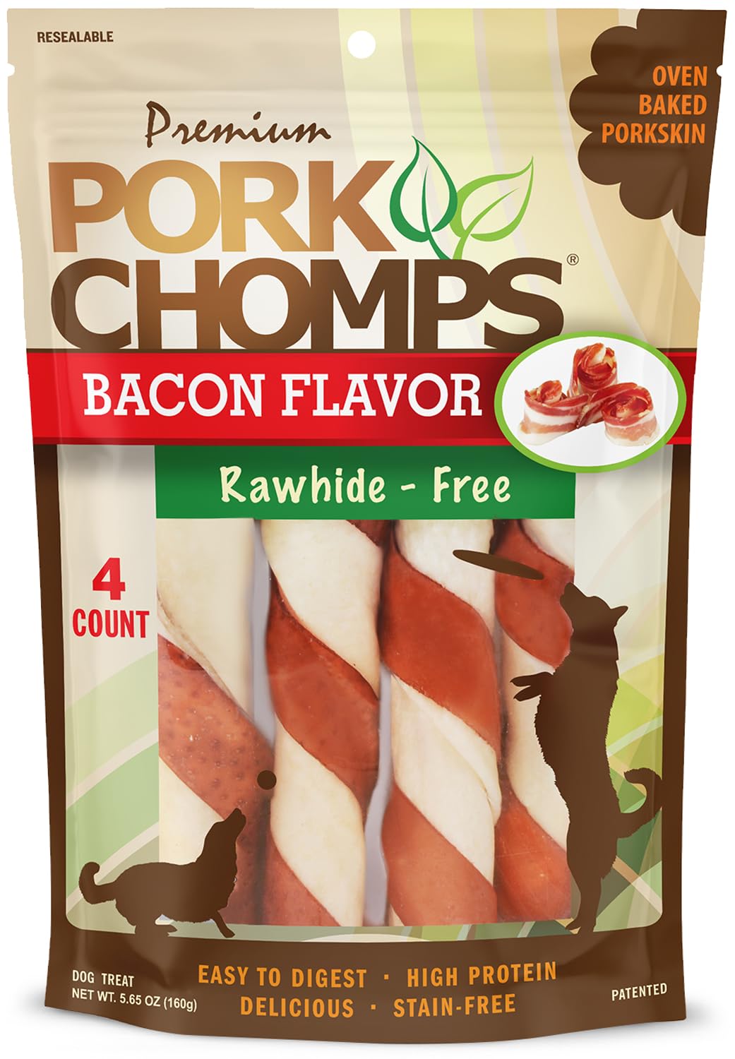 Pork Chomps Pork Skin Twists – front angle view