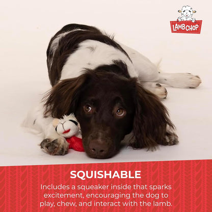 Multipet Holiday Lamb Chop – 10.5" Plush Squeaky Dog Toy with Reindeer Antlers