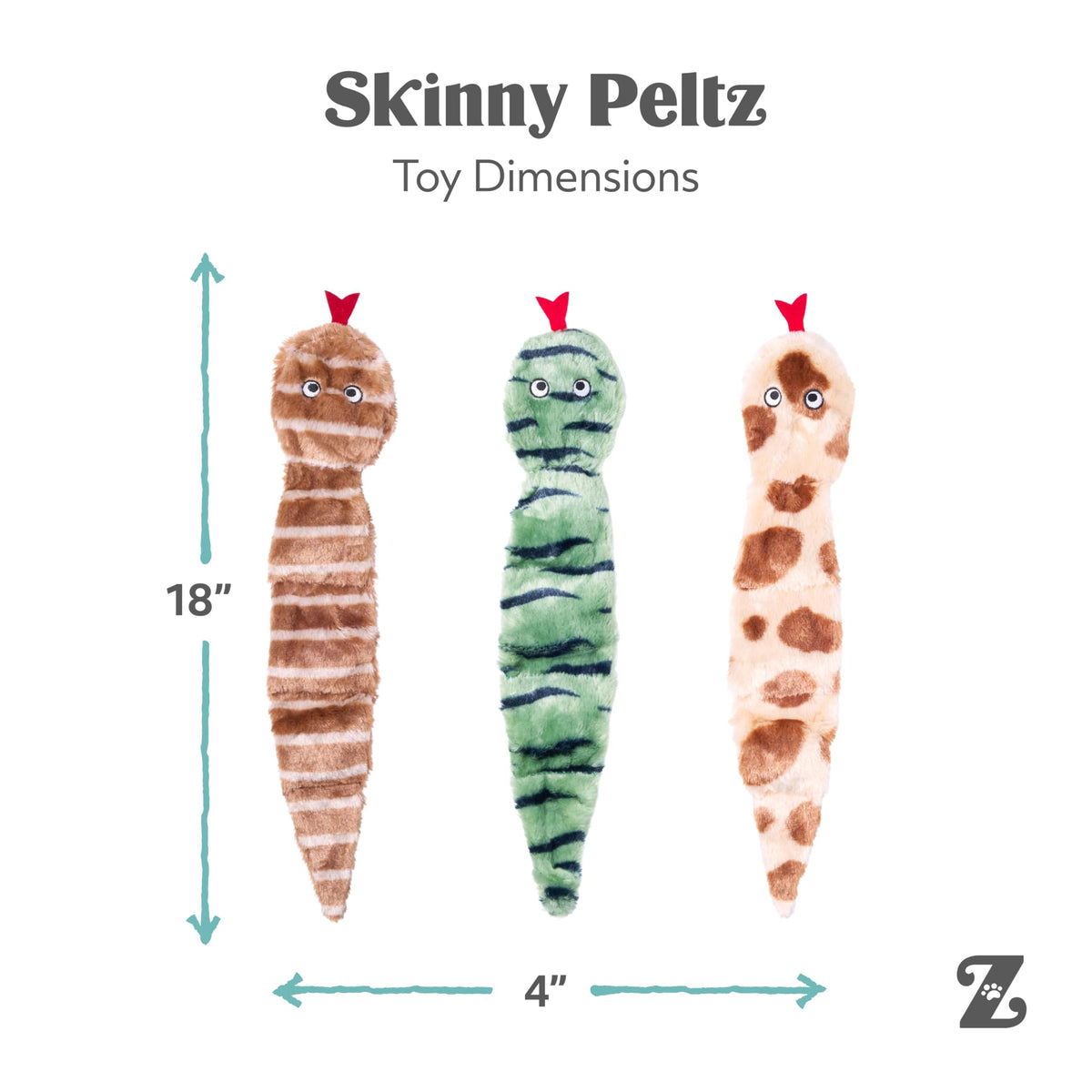 ZippyPaws Skinny Peltz squeaky dog toy trio for small and medium dogs