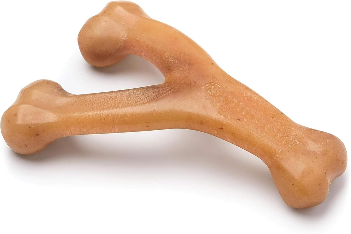 Benebone Wishbone dog chew toy - real bacon flavor nylon chew for aggressive chewers