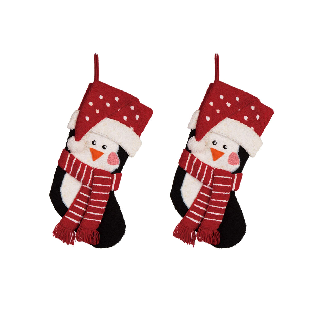 Glitzhome LED Christmas Stockings – 21" Embroidered Linen Stockings, 2-Pack