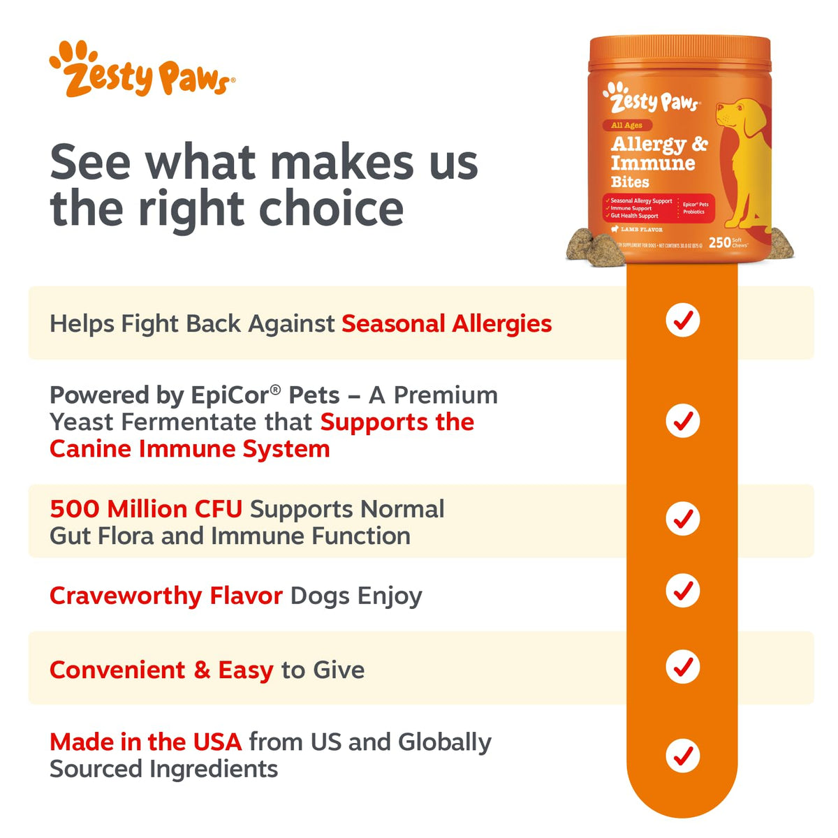 Zesty Paws Peanut Butter Allergy Support Chews for Dogs, 90 Count