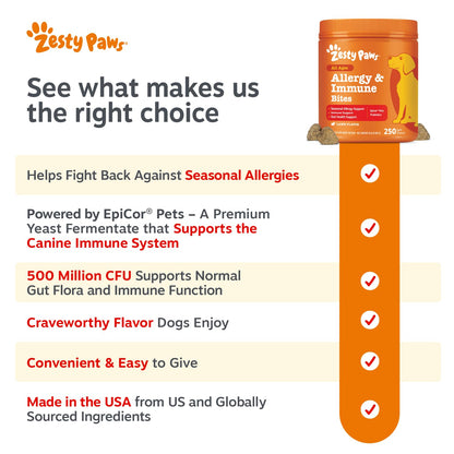 Zesty Paws Peanut Butter Allergy Support Chews for Dogs, 90 Count