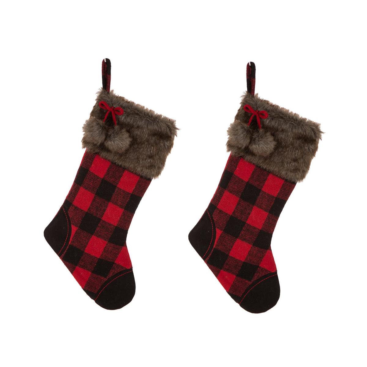 Glitzhome LED Christmas Stockings – 21" Embroidered Linen Stockings, 2-Pack