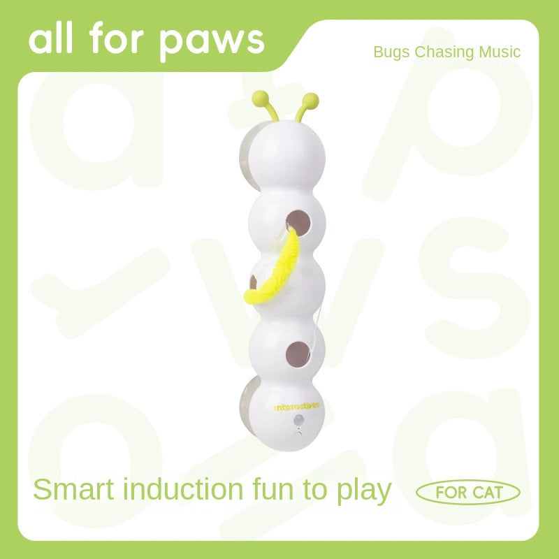 Interactive Smart Caterpillar Cat Toy with Suction Cup & Feather Tail