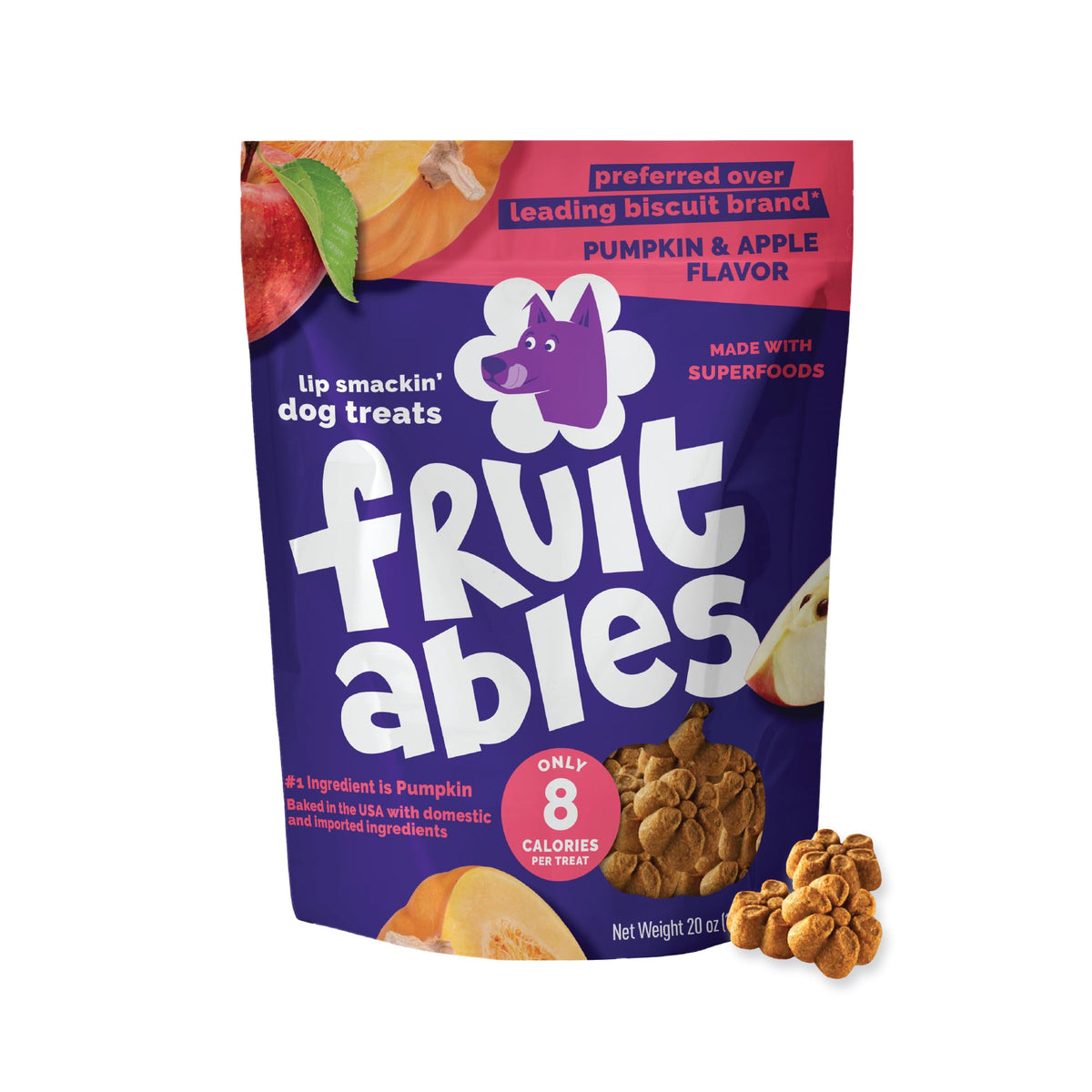 Fruitables Pumpkin & Blueberry Low-Calorie Baked Dog Treats, 12 oz