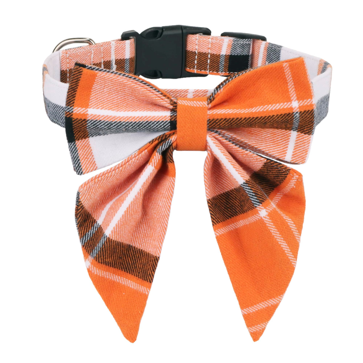 ADOGGYGO Christmas Dog Collar with Bow – Red & Green Plaid Cotton Dog Collar