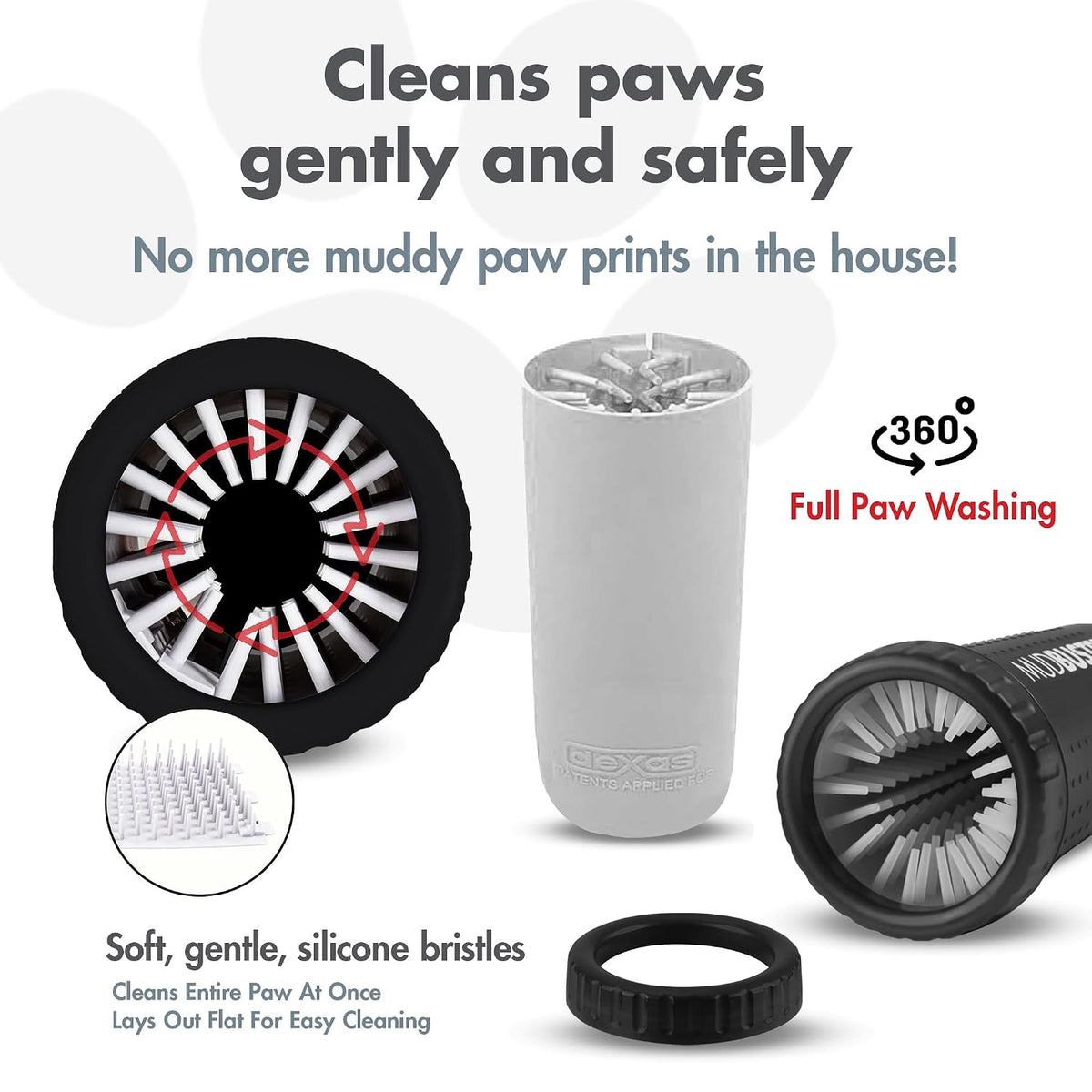 Dexas MudBuster portable paw cleaner with silicone bristles