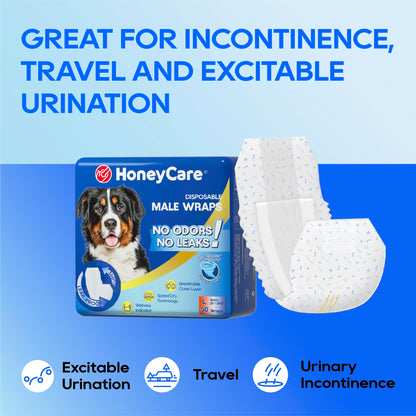 Honey Care All-Absorb Disposable Male Dog Wraps – Belly Bands, 50 Count Small