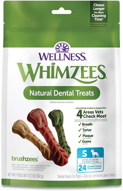 Whimzees Brushzees dental dog chews small 24 count