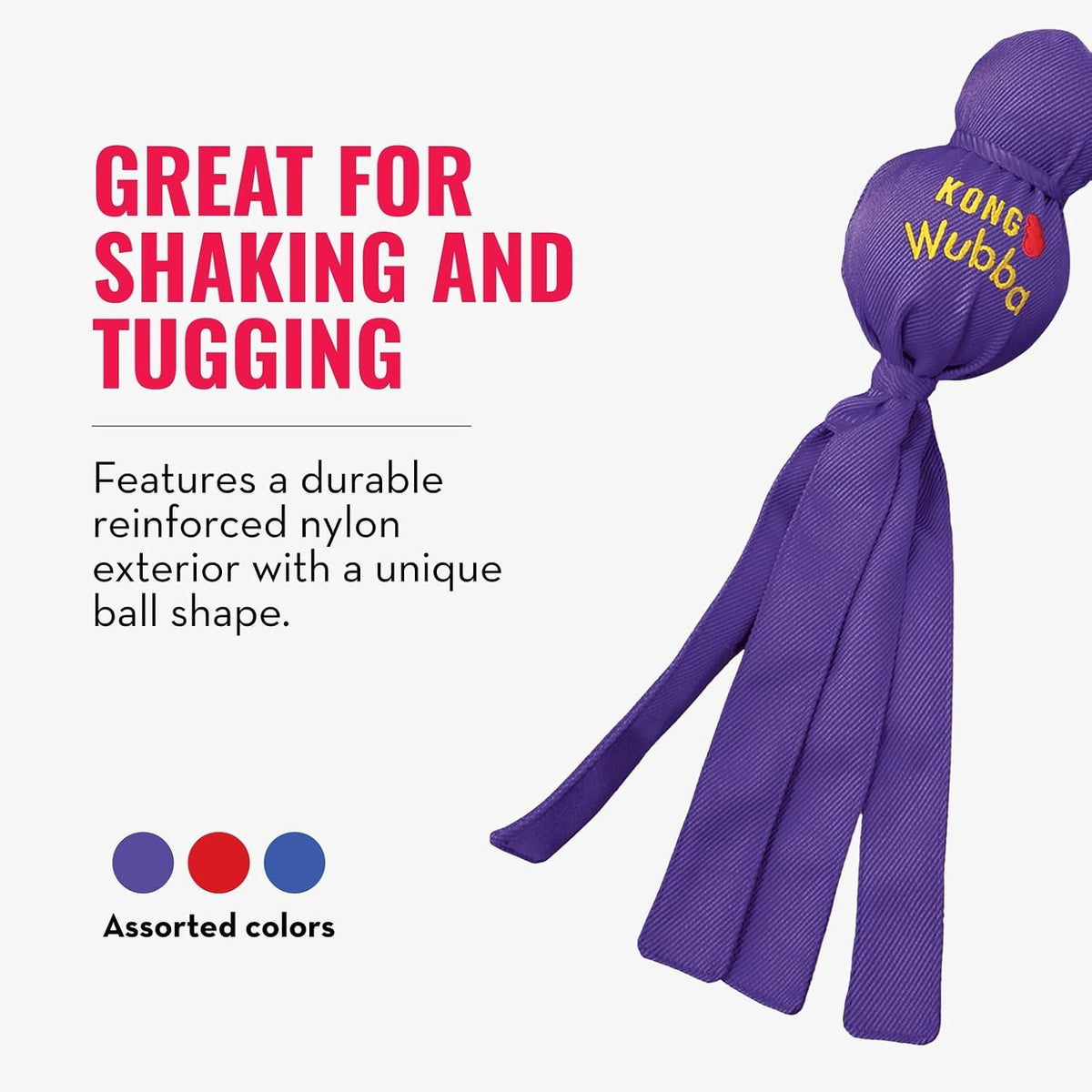 KONG Wubba nylon dog toy with long tails and squeaker