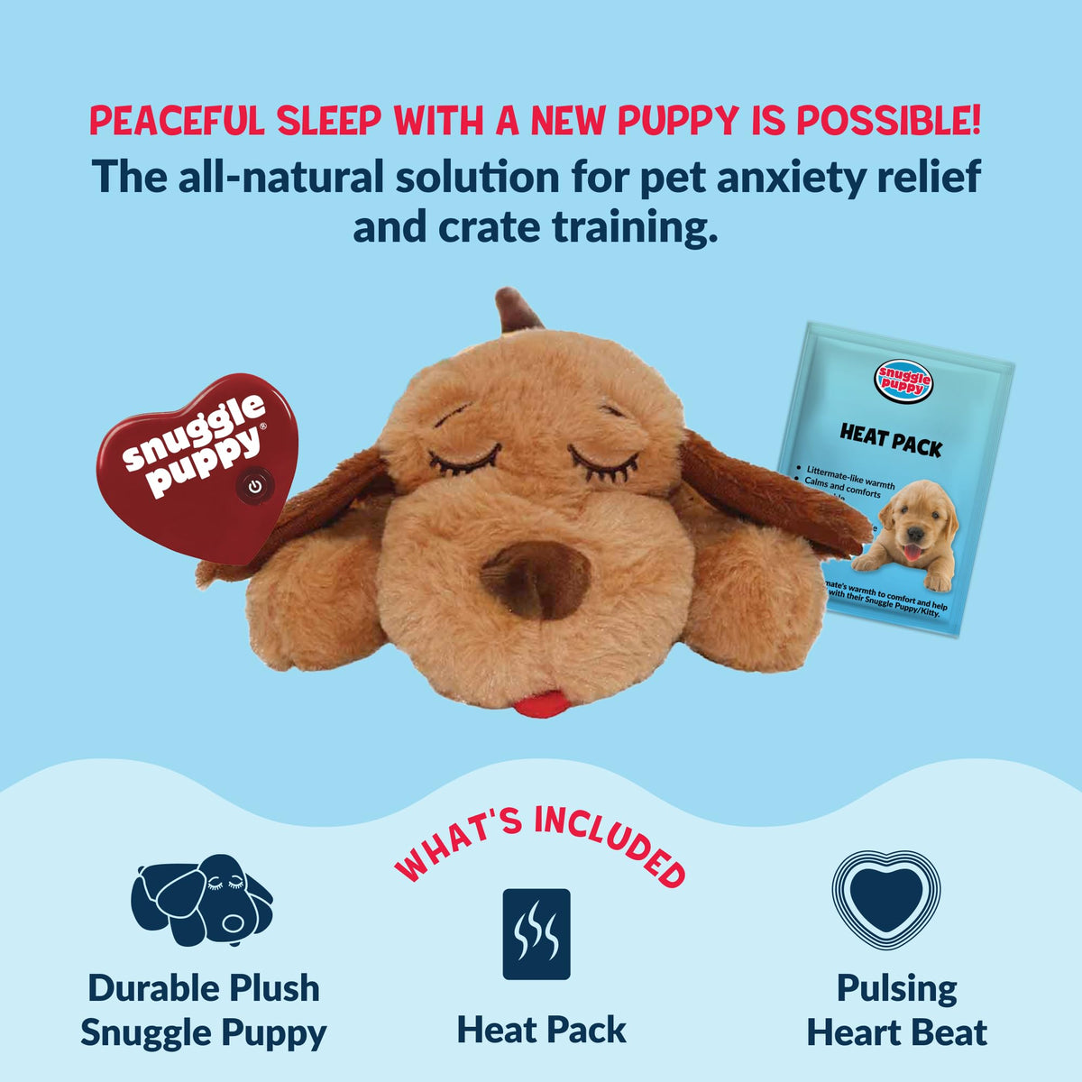 Snuggle Puppy Heartbeat Toy – Calming Comfort Plush for Medium Dogs, Cream