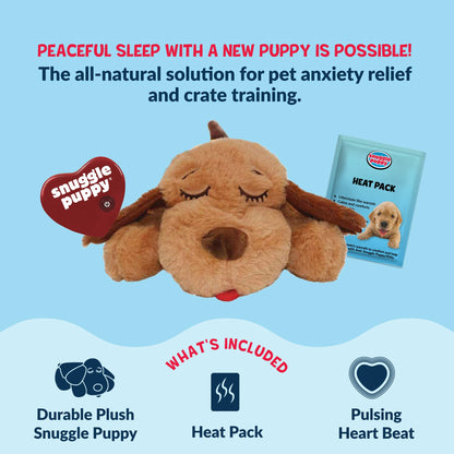 Snuggle Puppy Heartbeat Toy – Calming Comfort Plush for Medium Dogs, Cream