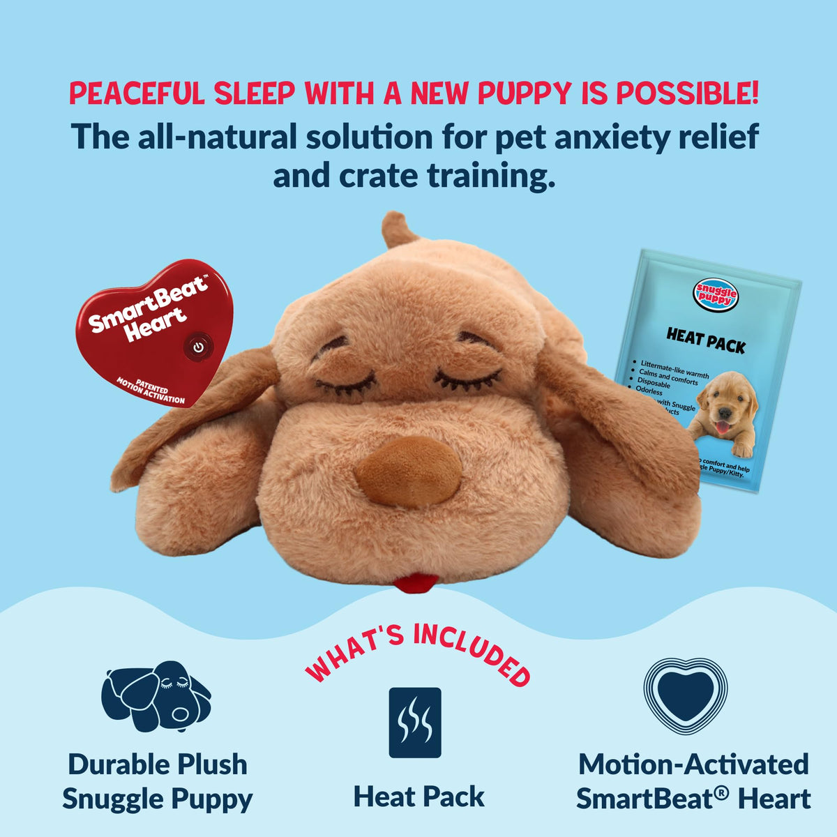 Snuggle Puppy Heartbeat Toy – Calming Comfort Plush for Medium Dogs, Cream