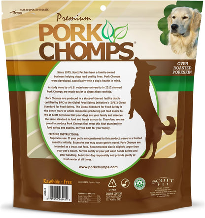Pork Chomps Roasted Pork Skin Dog Chews – 6-Inch Twists, 15 Count