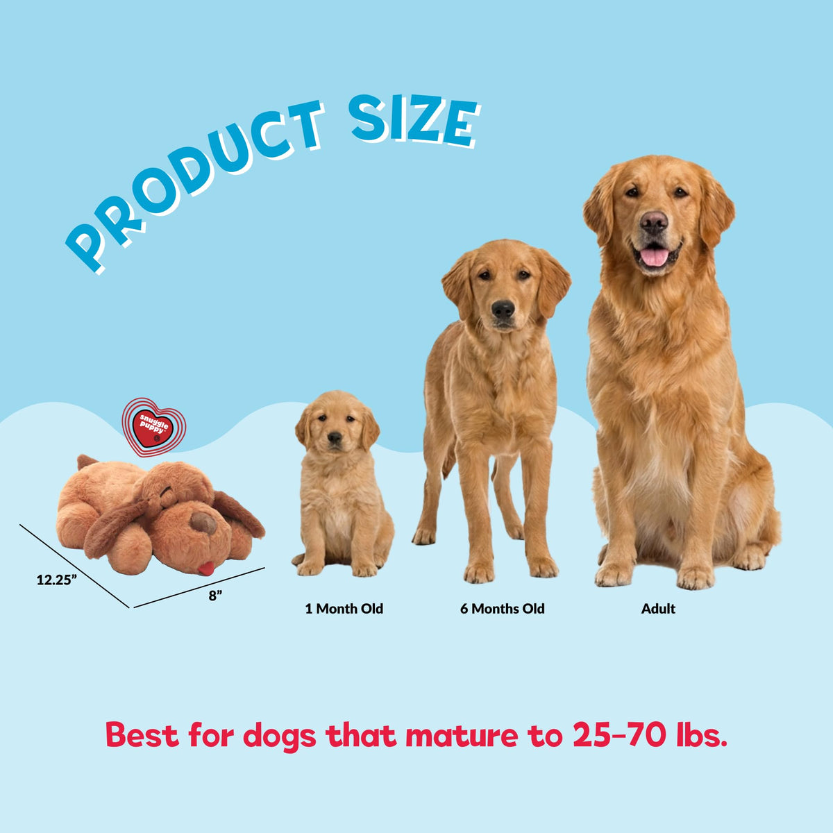 Snuggle Puppy Heartbeat Toy – Calming Comfort Plush for Medium Dogs, Cream