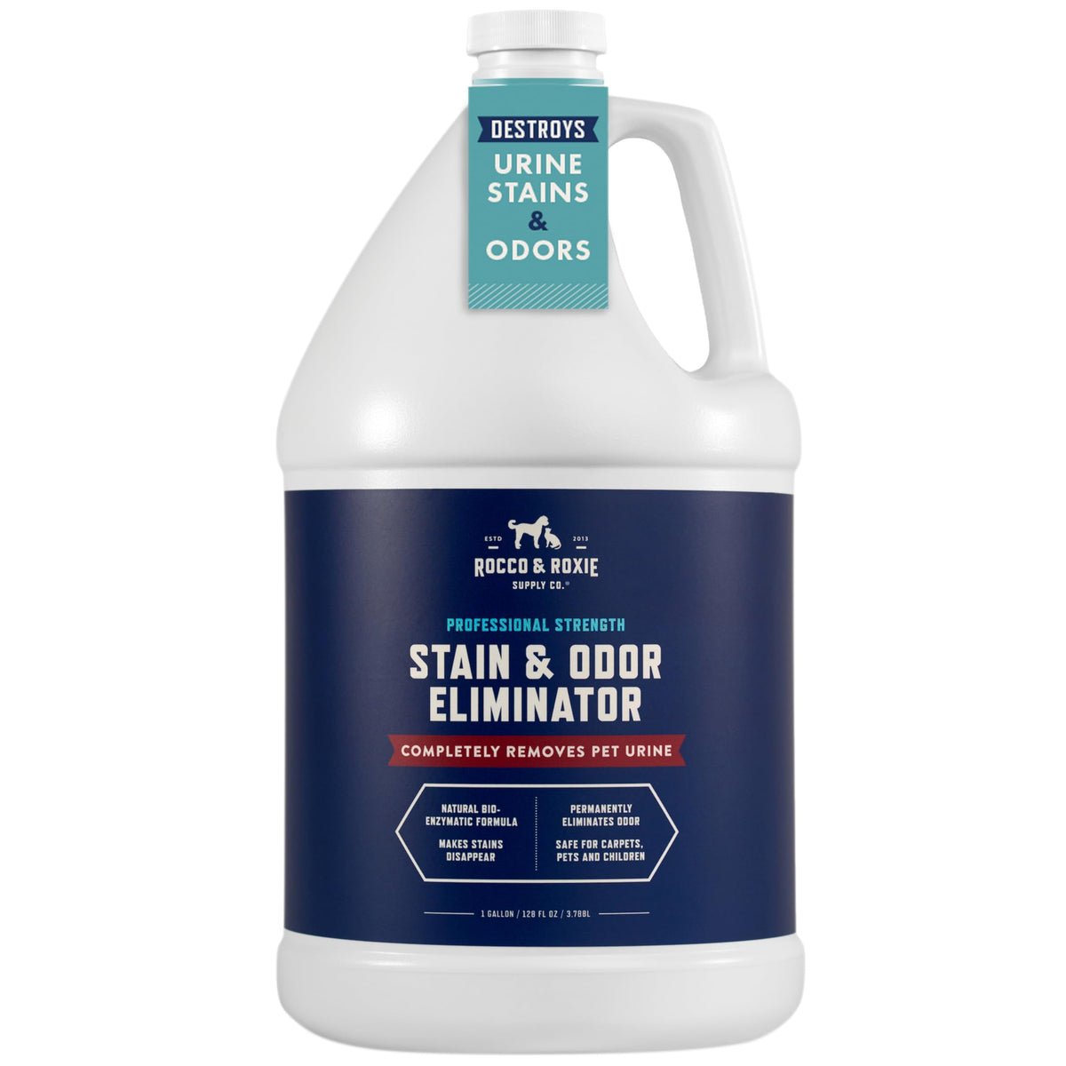 Cleaning a pet stain with Rocco and Roxie enzyme cleaner