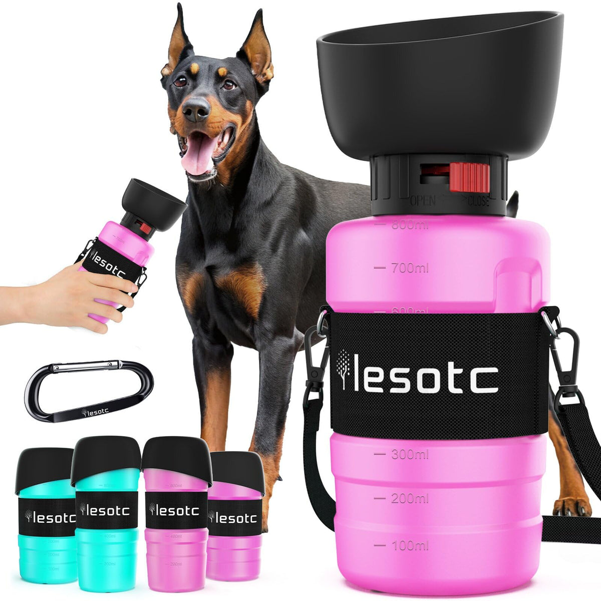 lesotc leak-proof dog water dispenser for hiking